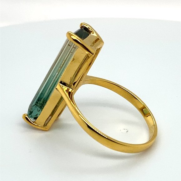 Bi Color Tourmaline 9.90ct Solid 14K Yellow Gold Ring - Picture 6 of 6